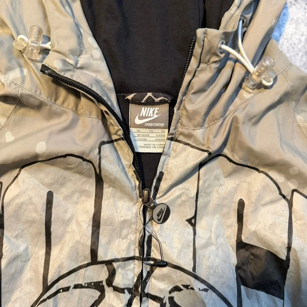 Nike Air Force Flight Basketball Windbreaker All Over Print Jacket Mens XL Black